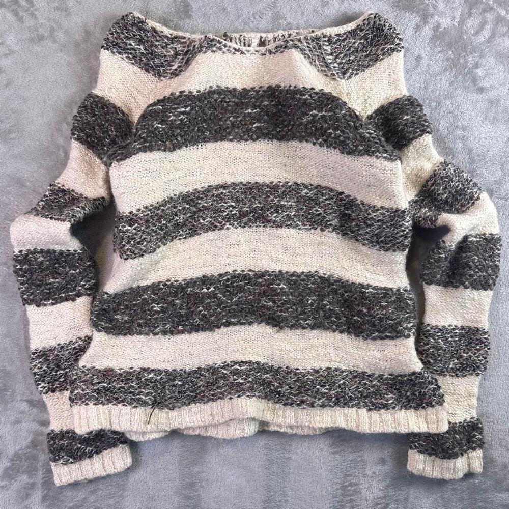 Free people Chunky Knit Striped Sweater Cream Brown Cozy Cottagecore Women’s S